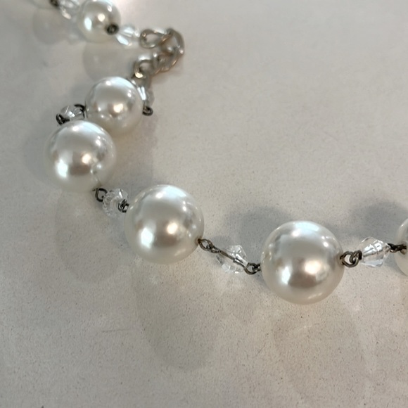 Vintage 32 inch Robert rose necklace, silver with pearls and crystals - Picture 4 of 5